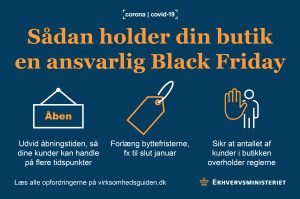 COVID-19: Erhvervsministeriets opfodring til forsvarlig afvikling af Black Friday, julehandel og januarudsalg